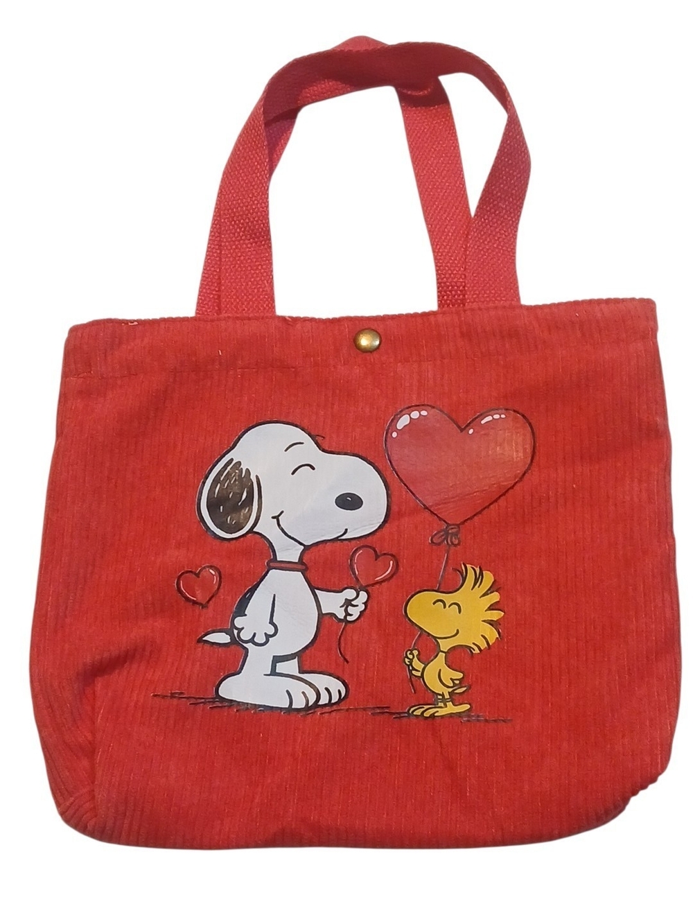 Peanuts -Corduroy ECO Friendly Tote/Handbag, Snoopy & WS. With Heart Balloons,